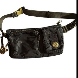 Kipling brown microfiber waist bag crossbody inside & out pockets waterproof